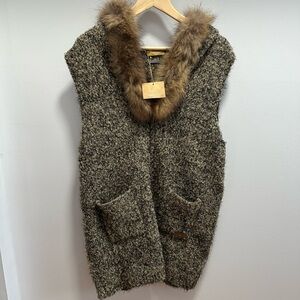 Naulover Brown Faux Fur Hooded Vest